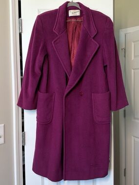 Elegant Plum Wool Long Trench Coat